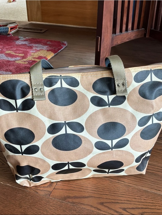 Orla Kiely Handbags - Orla Kiely Tan and Black Stem Print Canvas Tote